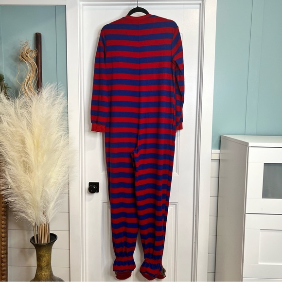 Nick & Nora Bright Blue and Red Striped Sock Monkey Onesie. Size Small. - Picture 4 of 8